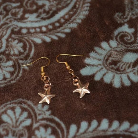 Handmade Gold-plated Sea Star Fishhook Earrings - Picture 3 of 3